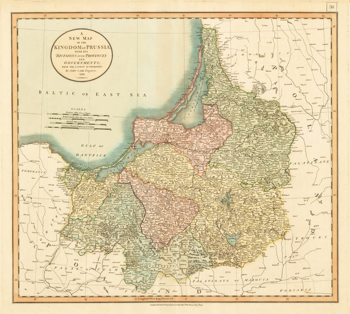 1799 A New Map of the Kingdom of Prussia with its Divisions into Provinces and Governments from the Latest Authorities
