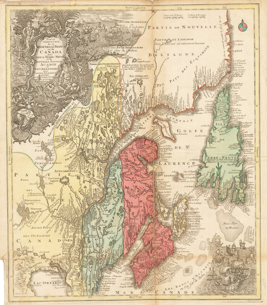 Partie Orientale de la Nouvelle France ou du Canada avec l’Isle de Terre-Neuve et de Nouvelle Escosse Acadie et Nouv. Angleterre avec Fleuve de St. Laurence