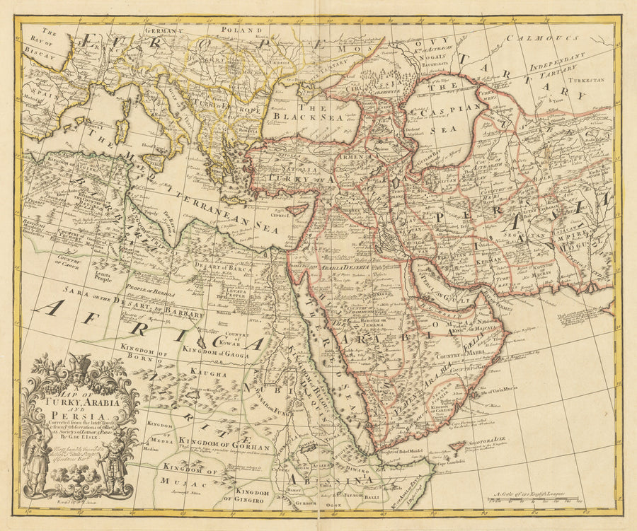 Map of Turky, Arabia and Persia. Corrected from the latest Travels & from ye Observations of ye Royal Societys of London & Paris by G. de L’Isle