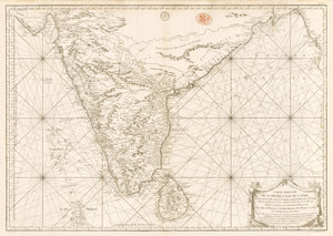 1766 Carte réduite de la Presque Isle de l’Inde.Contenant les Costes depuis Cambaye jusqu’aux Bouches du Gange…