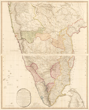 1795 A Map of the Peninsula of India, from the 19th degree north latitude to Cape Comorin MDCCXCII