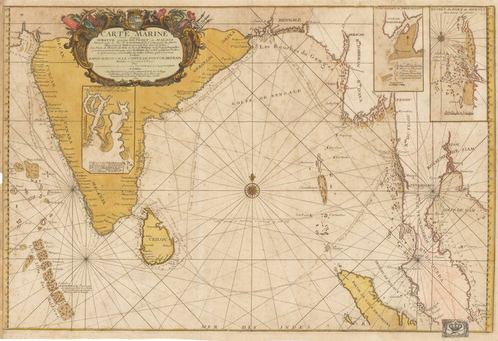 1701 Carte Marine Depuis Suratte jusqu’au Detroit de Malaca Dressée par le R. P. Tacharde de la Compagnie de Jesus Missionaire et Mathematicien du Roy dans les Indes...