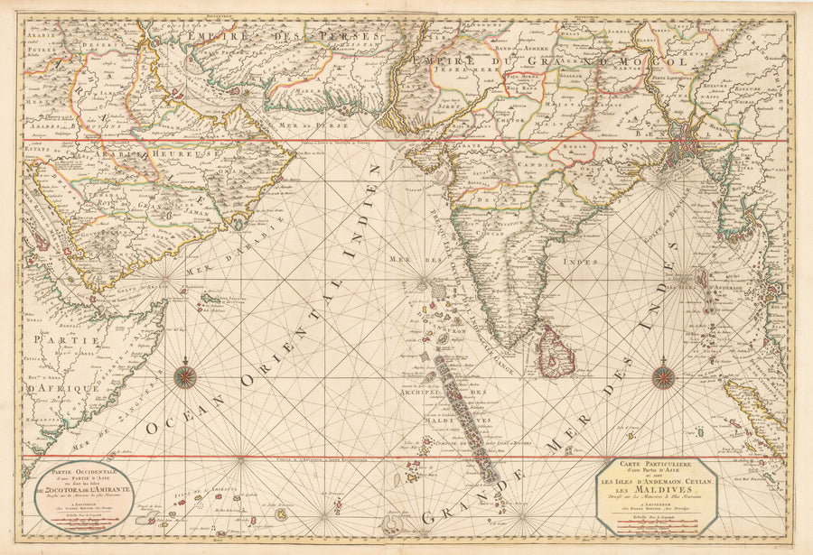 Carte Particuliere d’une Partie d’Asie ou sont les Isles d’Andemaon, Ceylan, les Maldives.Dressé sur les Memoires le Plus Nouveaux.