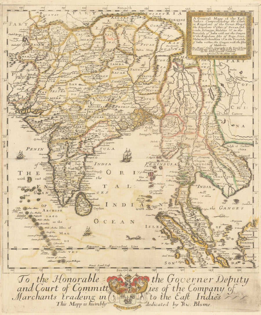 1667 / 1670 A General Mapp of the East Indies Comprehending the Estats or Kingdoms of the Great Mogol…