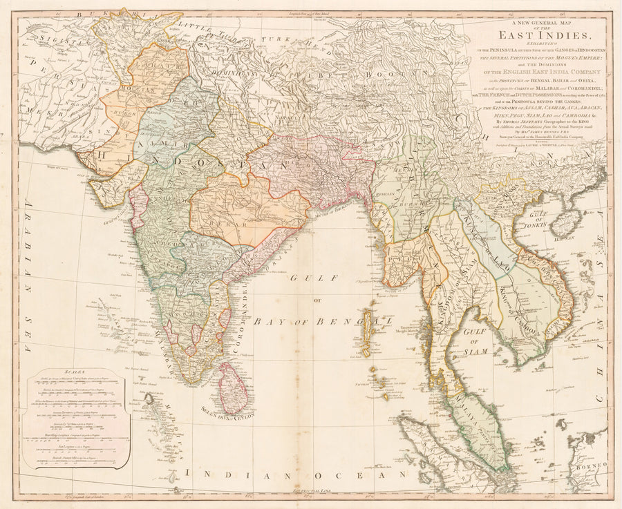 A New General Map of the East Indies. Exhibiting in the Peninsula on this side of the Ganges or Hindoostan the Several partitions of the Mogul’s Empire…