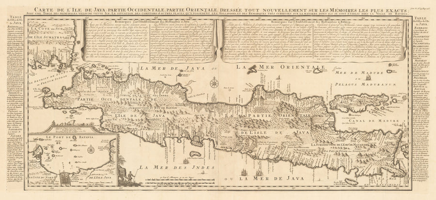 1719 Carte de l’Ile de Java: partie Occidentale, partie Orientale, dressée tout nouvellement sur les mémoires…