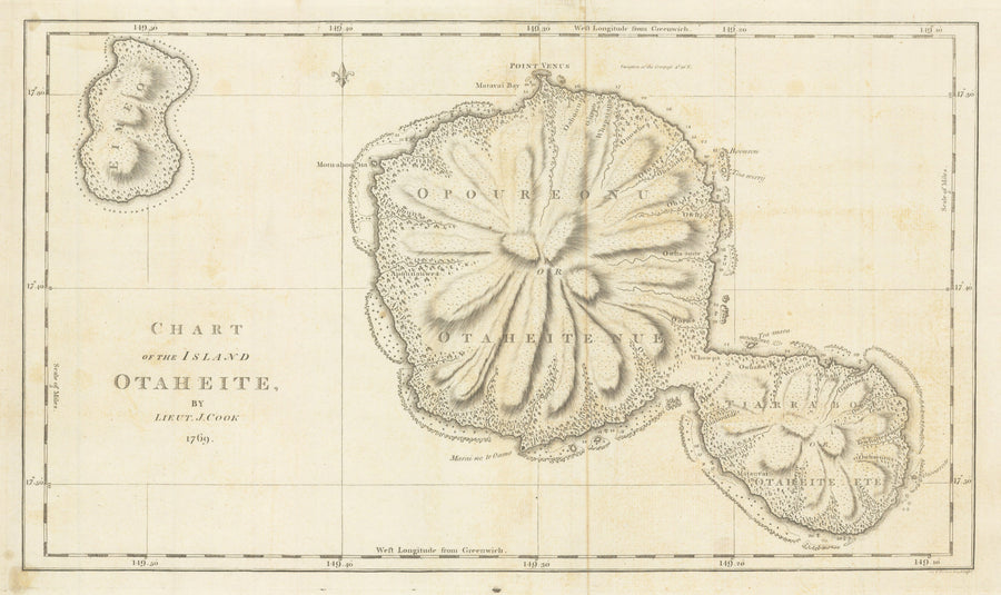1769 Chart of the Island Otaheite By Lieut. J. Cook, 1769