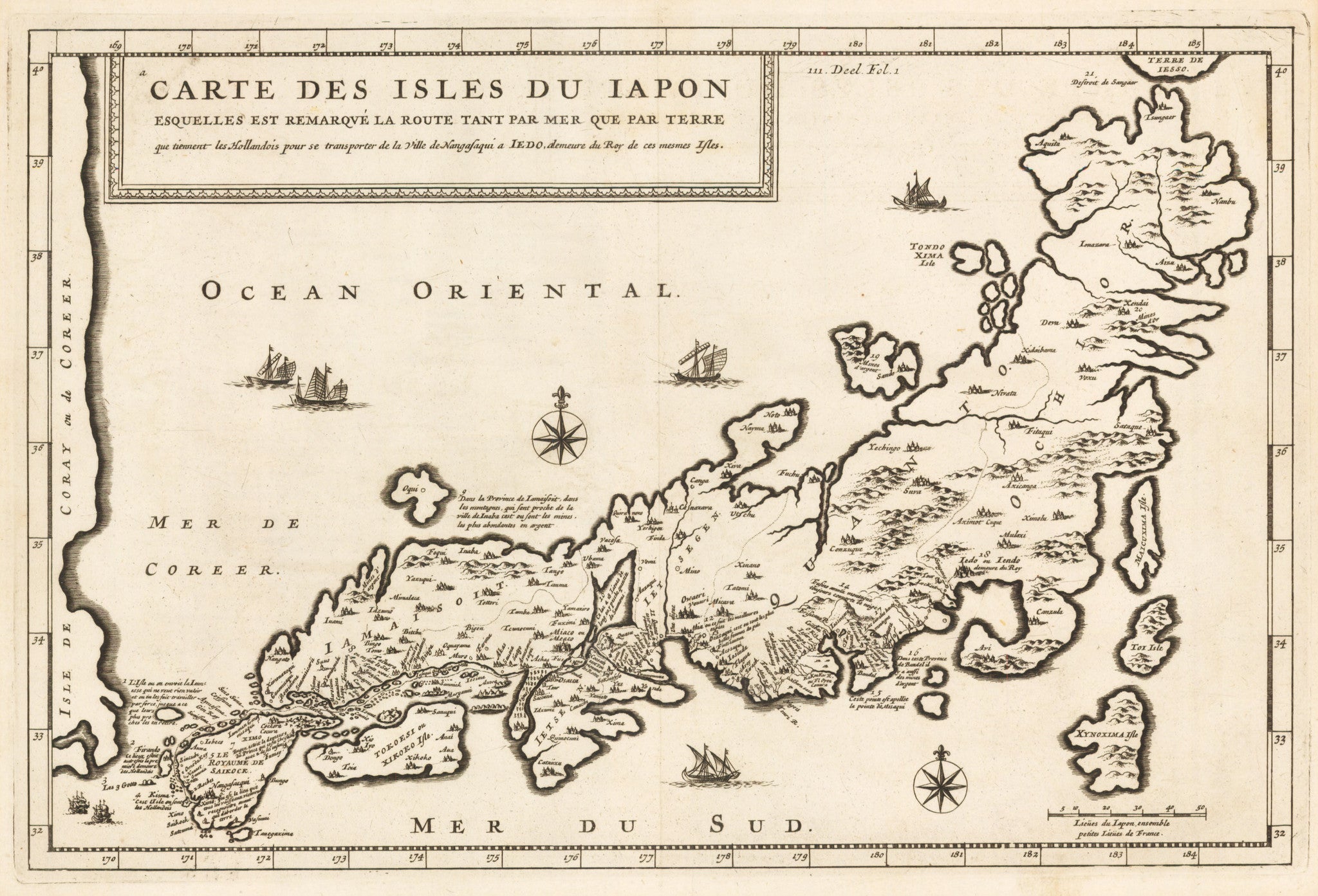 Antique Map of Japan by Tavernier : nwcartographic.com – New World