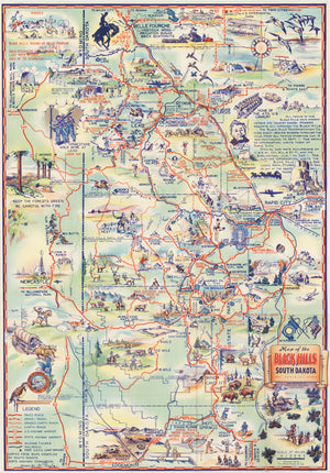 Map of the Black Hills of South Dakota the Sunshine State By: R. L. Bronson Date: 1940 (copyright) Sturgis, S.D. Size 26 x 18 inches (66 cm x 44.7 cm)
