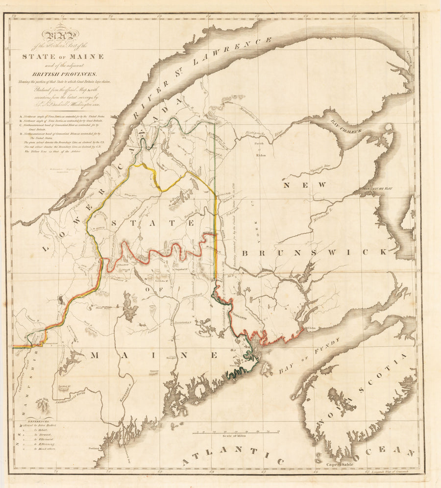 1830 Map of the Northern Part of the State of Maine and of the adjacent British Provinces