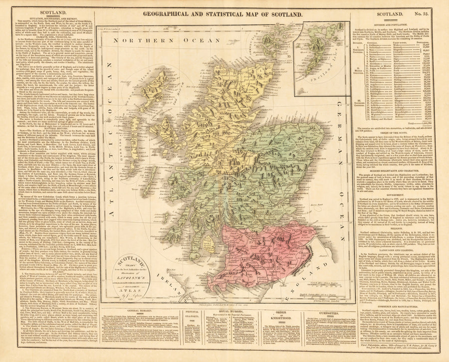 1821 Geographical and Historical Map of Scotland. Scotland: Drawn from the Best Authorities for the Illustration of Lavoisne's Genealogical, Historical, Chronological & Geographical ATLAS.