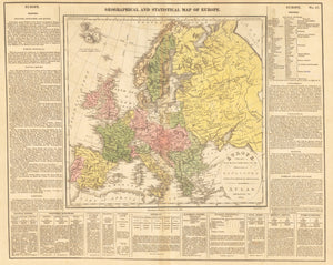 1821 Geographical and Statistical Map of Europe
