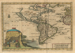 America, of Nieuw-Ontdekte Weereld... By: Van Der Aa Date: 1707 (Published) Leiden Size: 6.25 X 9.25 in - Antique, Map, North America, South America, Atlantic