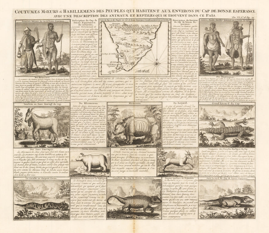 1720 Coutumes Moeurs & Habillemens des Peuples qui Habitent aux Environs de Cap de Bonne Esperance avec une Description des Animaux et Reptiles qui se Trouvent dans ce Pais.