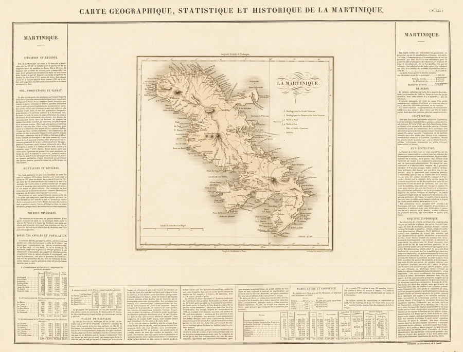 Carte Geographique, Statistique, et Historique de la Martinique  By: Buchon Date: 1825 (Published) Paris Size: 18 x 24 in - antique, map, martinique, caribbean 