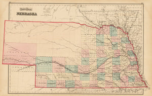 Gray's Atlas Nebraska  By: Gray Date: 1873 (Published) New York  Size: 23 x 16 inches - antique, map, nebraska, gray
