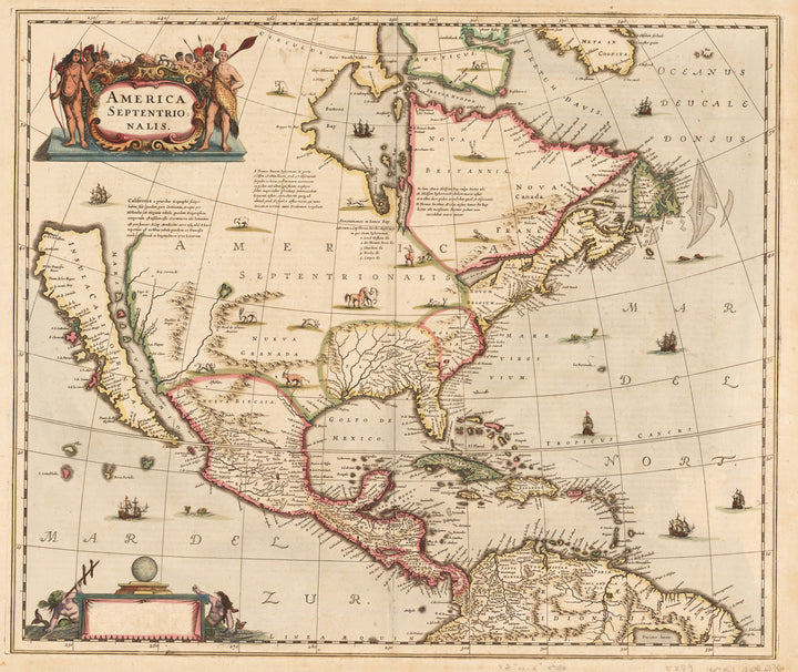 America Septentrionalis By: Jansson Date: 1636 (Published) Amsterdam Size: 22 x 18.5 inches - antique, map, United States, California, North America 