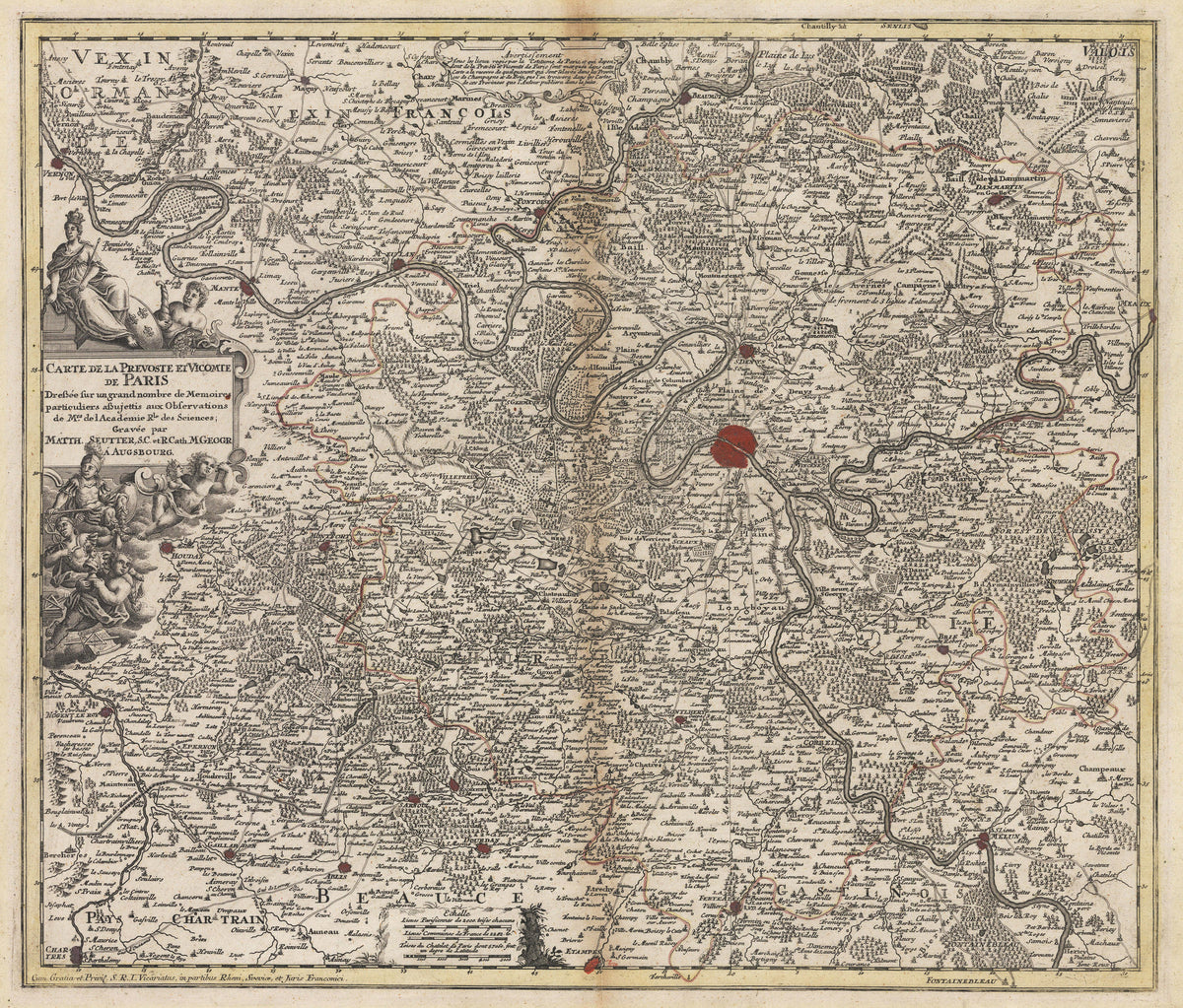 Antique Map of the Region Around Paris, France 1716 : nwcartographic ...