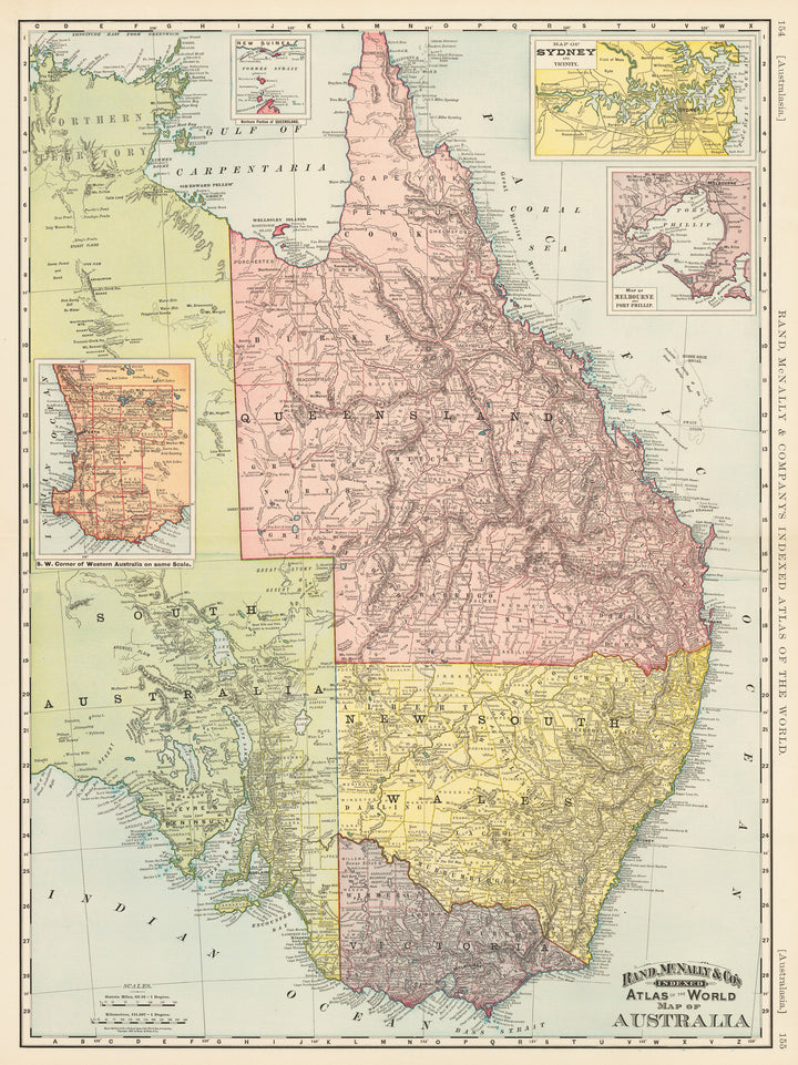 nwcartographic.com : Rand, McNally & Co’s. Indexed Atlas of the World Map of Australia By: William H. Rand Date: 1892 (Published) Boston 26 x 19.5 inches 