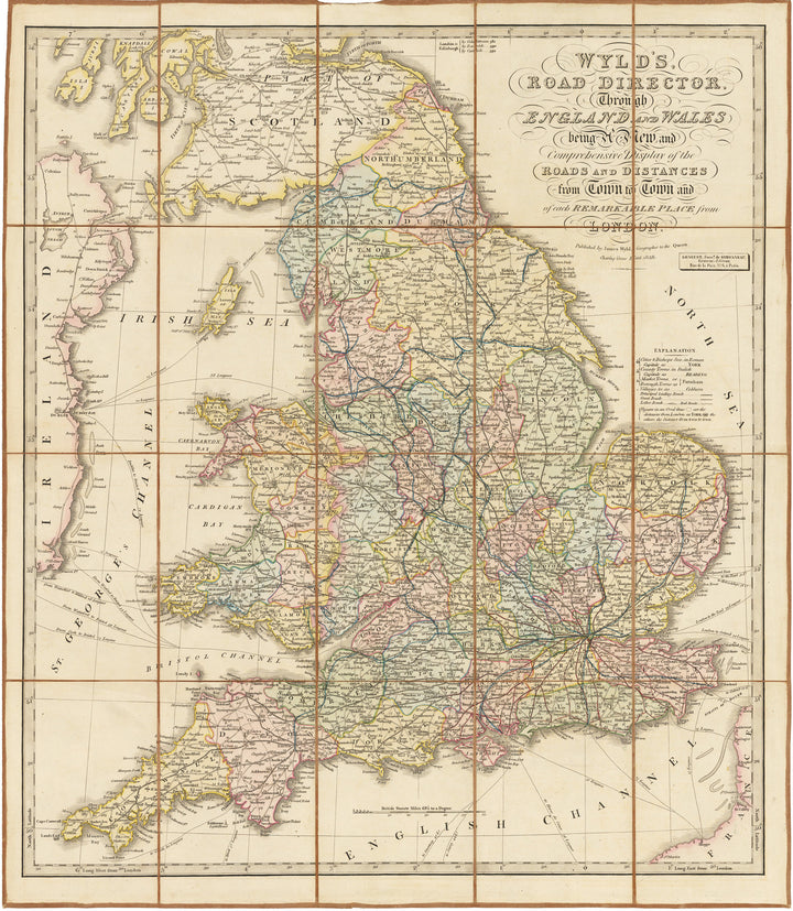 Antique Traveler's Case Map of England & Wales, by James Wyld 1838 