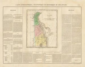 Carte Geographique, Statistique et Historique Du Delaware. 