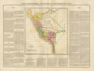 Carte Geographique, Statistique et Historique Du Perou. 