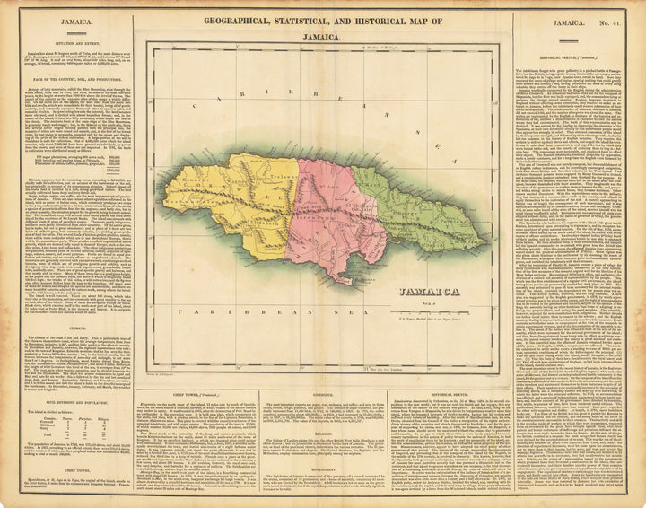 1822 Geographical, Statistical, and Historical Map of Jamaica