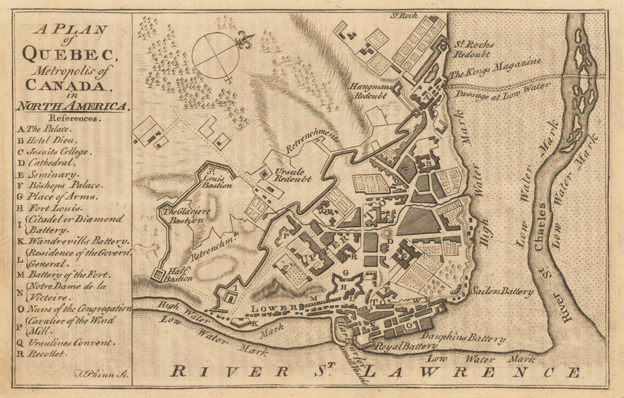 1759 A Plan of Quebec, Metropolis of Canada in North America.