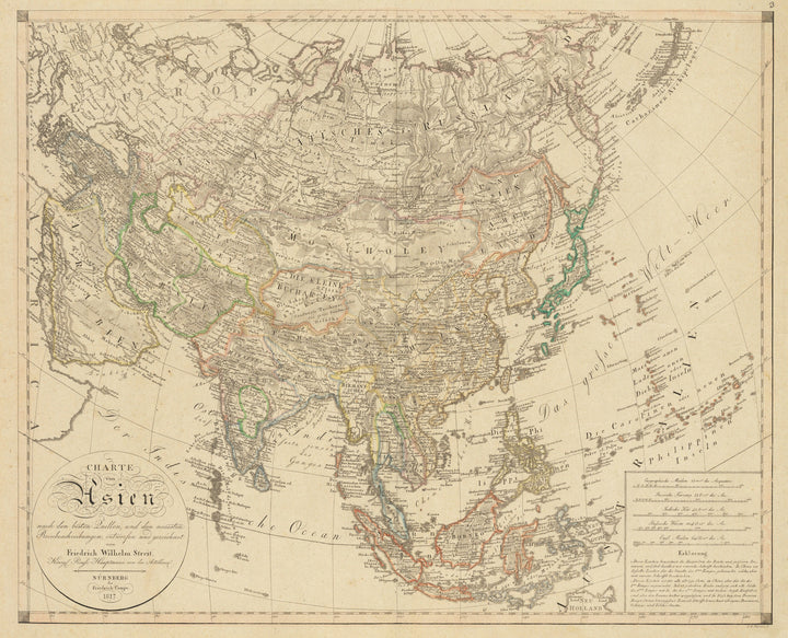 Charte von Asien nach den besten Quellen, und den neusten Reisebeschreibungen, entworfen und gezeichnet von Fridrich Wilhelm Streit, Koenig Preufs: Hauptmann von der Artilleriel.