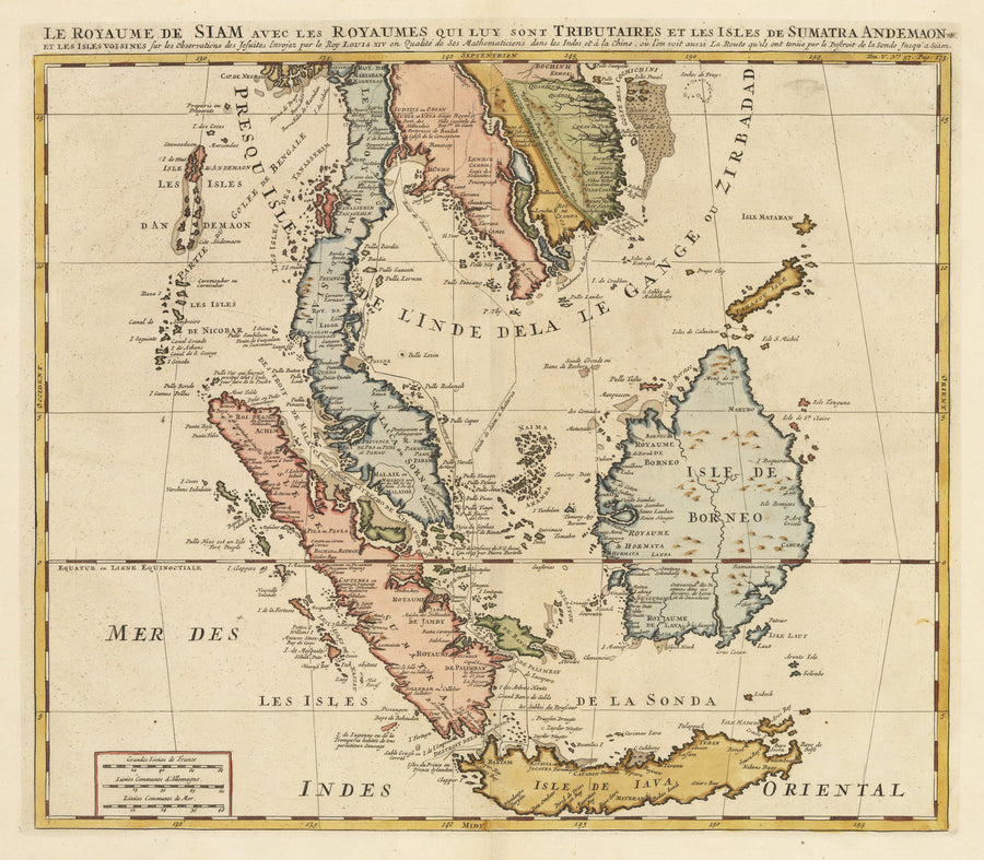 Le Royaume de Siam avec les Raoyaumes qui luy sont Tributaires et les Isles de Sumatra Andemaon…