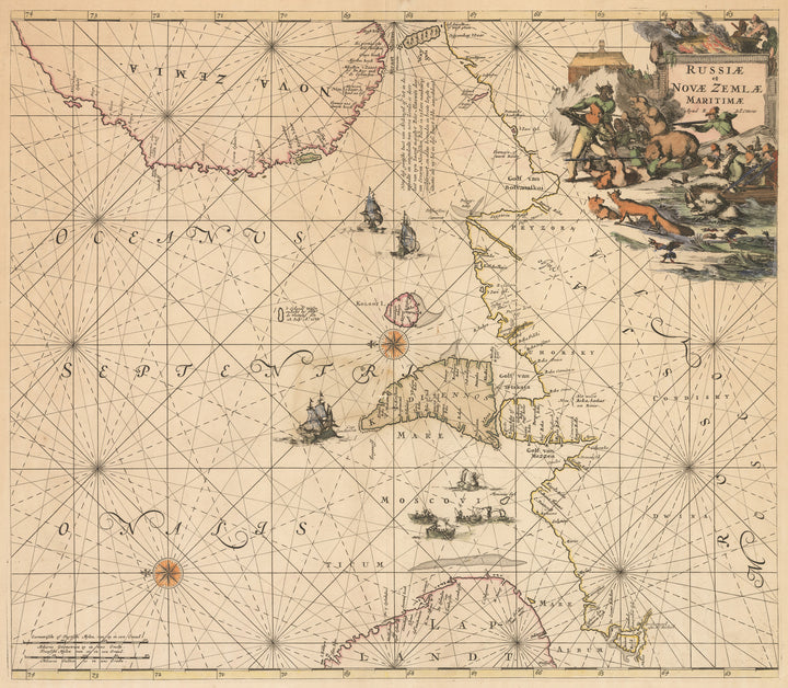Antique Sea Chart of the Barents Sea and Northern Russia