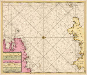 1680 Nouvelle Zeekaart van t’derde Gedeelte Van t’ Canaal Tusschen Engeland en Vrankryk