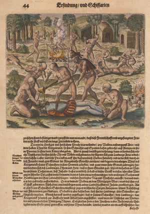 Woodcut Print of Cannibals by: Theodore de Bry - New World Cartographic
