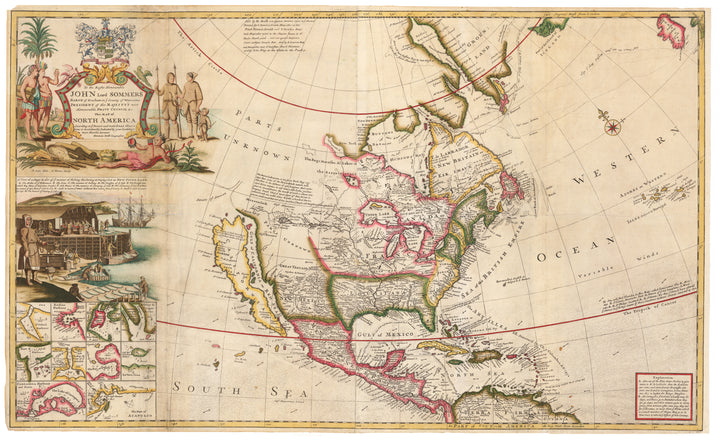 To the Right Honourable John Lord Sommers…This Map of North America According to Ye Newest and Most Exact Observations… Antique Map of North America by: Moll 1685