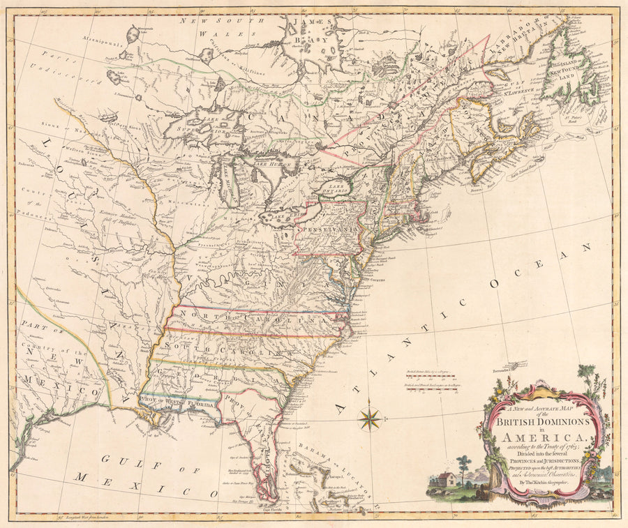A New and Accurate Map of the British Dominions in America, according to the Treaty of 1763; Divided into the several Provinces and Jurisdictions. Projected upon the best Authorities and Astronomical Observations.