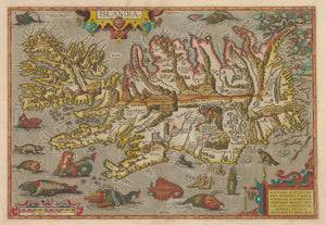 Islandia - Antique Map of Iceland by Abraham Ortelius 1585