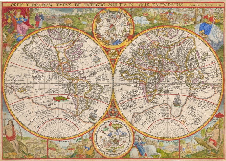 Orbis Terrarum Typus de Integro Multis in Locis Emendatus By:  Petrus Plancius 1594 - nwcartographic.com