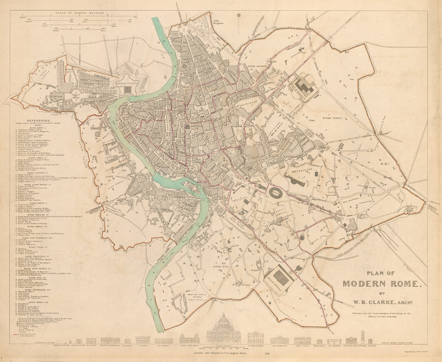1830 Plan of Modern Rome