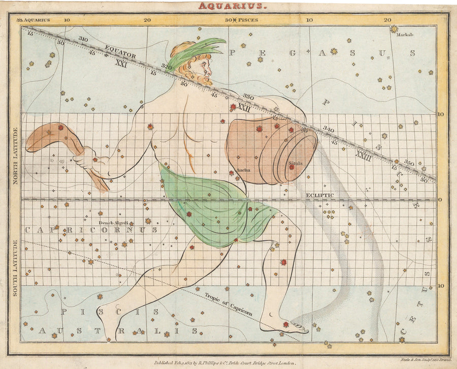 Antique Map of Aquarius By: R. Phillips & Co. Date: 1821