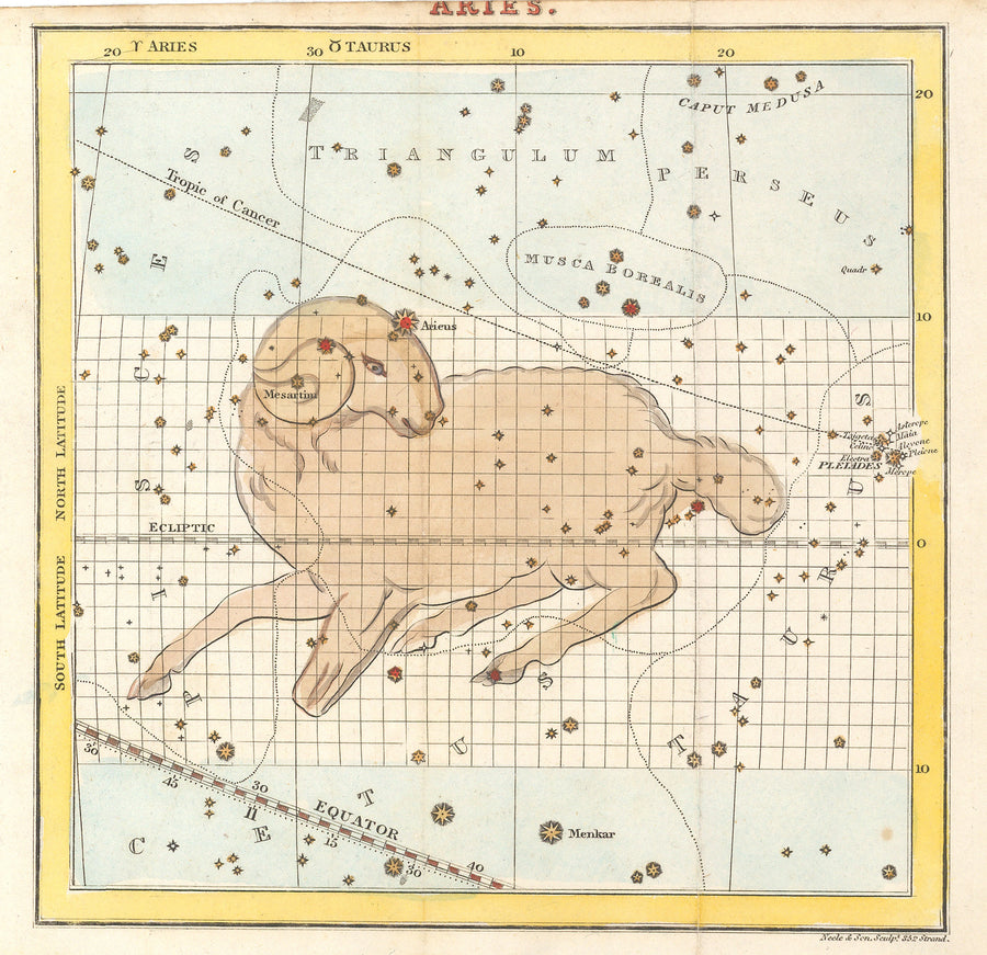 Antique Map of Aires Constellation - nwcartographic.com