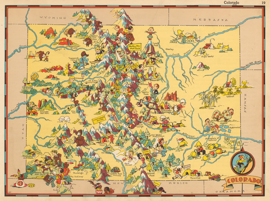 Pictorial Map of Colorado by Ruth Taylor 1935 - nwcartographic.com