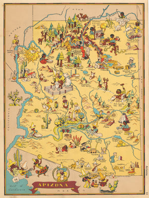 Pictorial map of Arizona by Ruth Taylor 1935 - nwcartographic.com