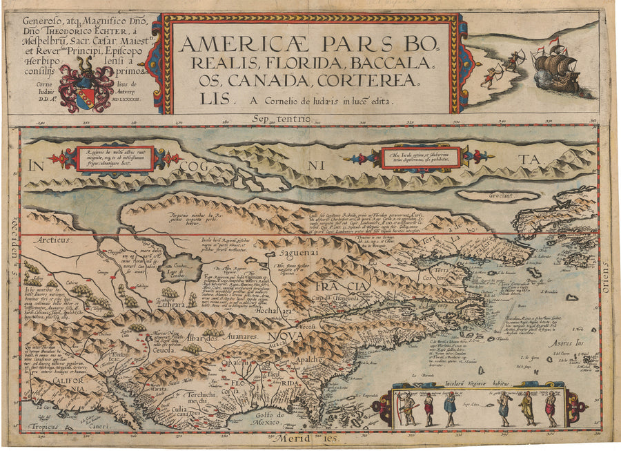 Americae Pars Borealis Borealis... by: De Jode 1593