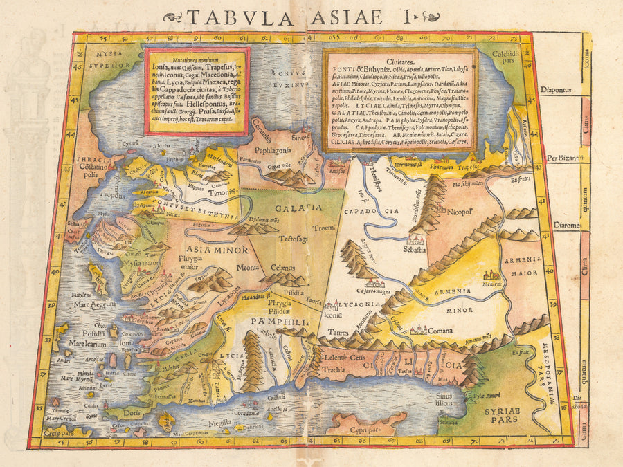 Tabula Asiae I Antique map of Anatolia and its ancient kingdoms By: Sebastian Munster 1550 - nwcartographic.com