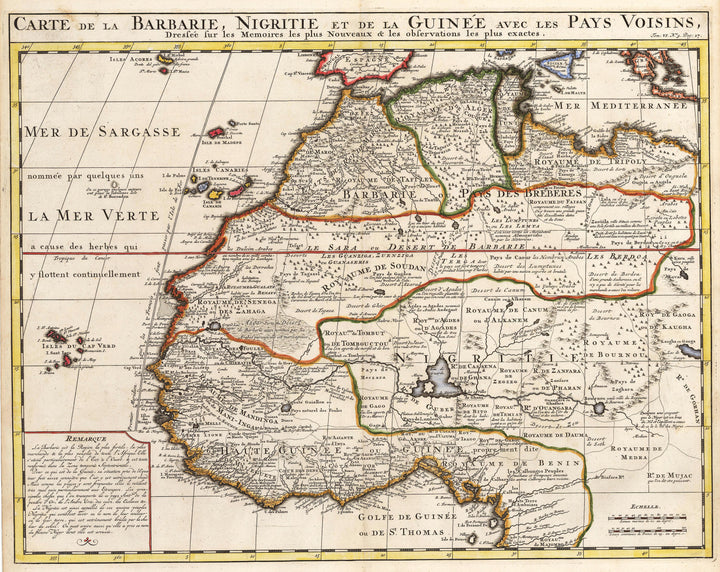 Carte de la Barbarie, Nigritie et de la Guinee avec les Pays Voisins.