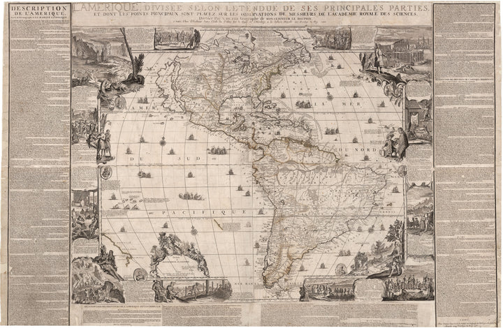 L'Amerique, Divisee Selon Letendue De Ses Principales Parties, Et Dont Les Points Principaux Sont Placez Sur Les Observations De Messieurs De L’Academie Royal Des Sciences…1705