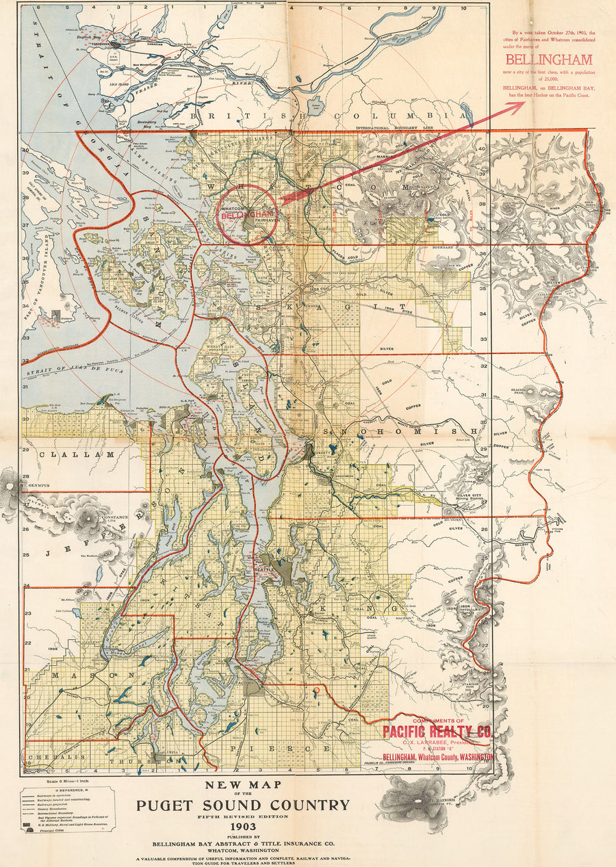 1903 New Map of the Puget Sound Country fifth revised edition 1903