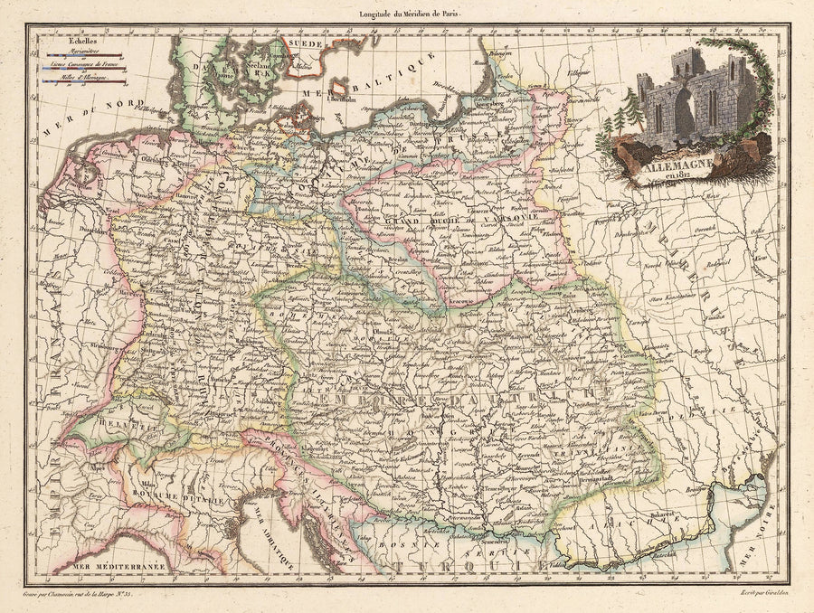 Antique Map: Allemagne By: Chamouin after Giraldon Date: 1812 - nwcartographic.com