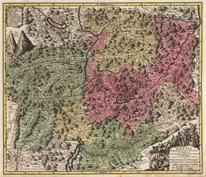 Rhaetia Foederata cum Confinibus et Subditisa suis Valle Telina... by Seutter 1730 - Antique Map Italy, Switzerland