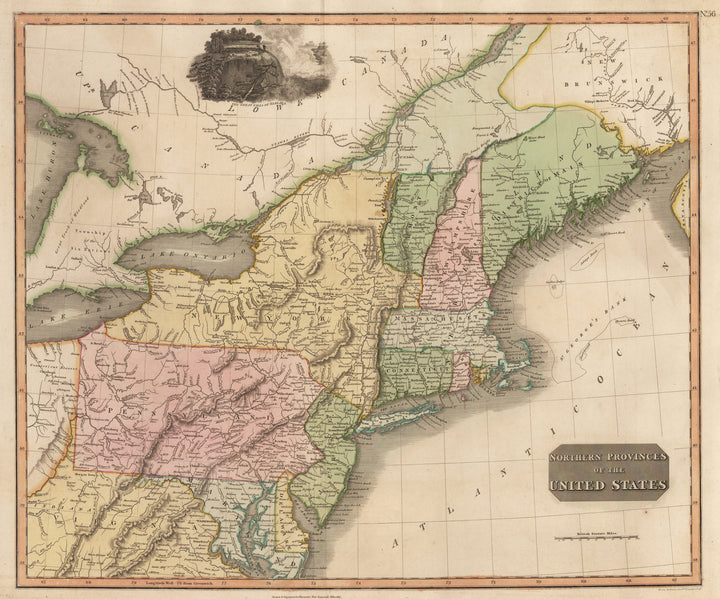 Antique Map - Northern Provinces of the United States by Thompson 1817